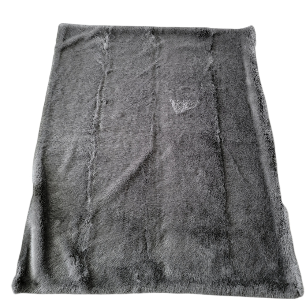 West Elm Long Hair Soft Chenille Heavy Blanket 60 x 50 Inches Dark Gray *Flaw*